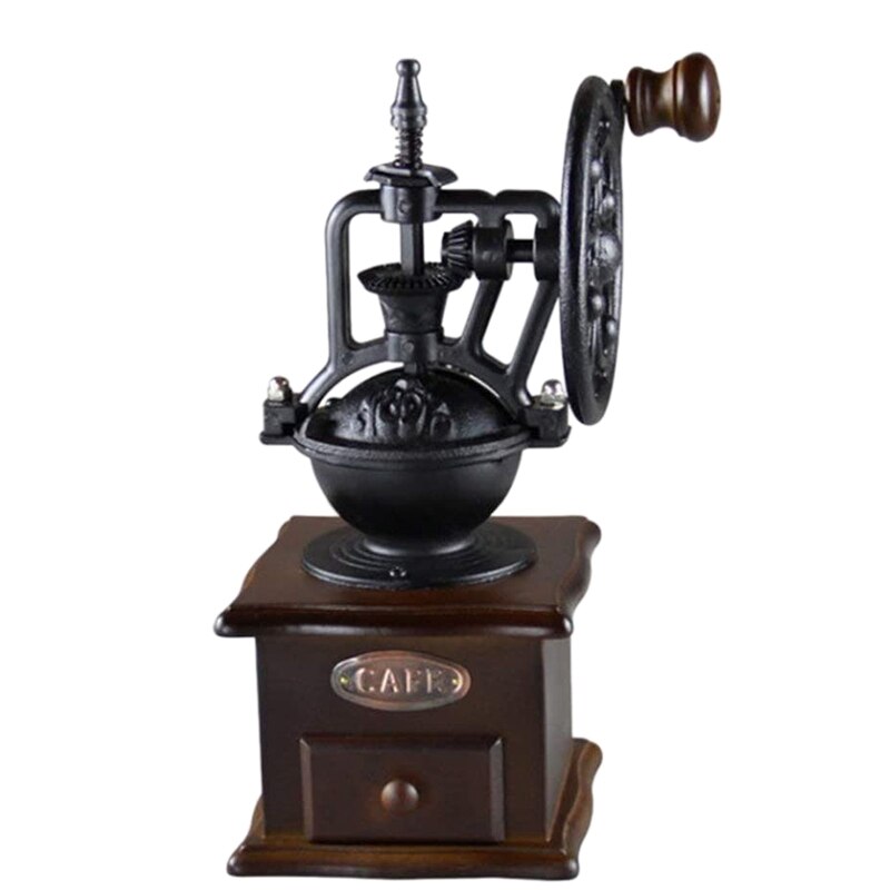 Manual Coffee Grinder Artisanal Hand Crank Coffee Mill with Grind Settings & Catch Drawer
