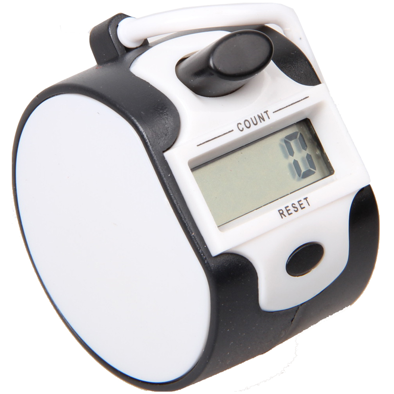 Digitaler Hand zähler 5-stellige Nummer manuelle Presse Clicker LED Hintergrund beleuchtung Rekorder mit Fingerring für Stückwerk: Weiß