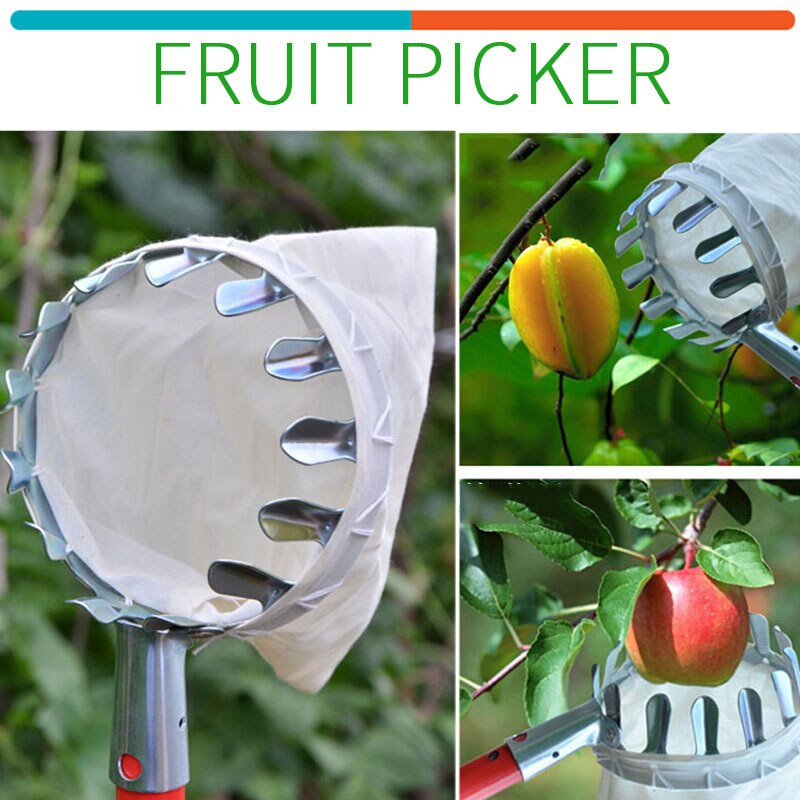 Silver Portable Fruit Picker Hand Tool Metal Pruning Tools Fruit Catcher Collector