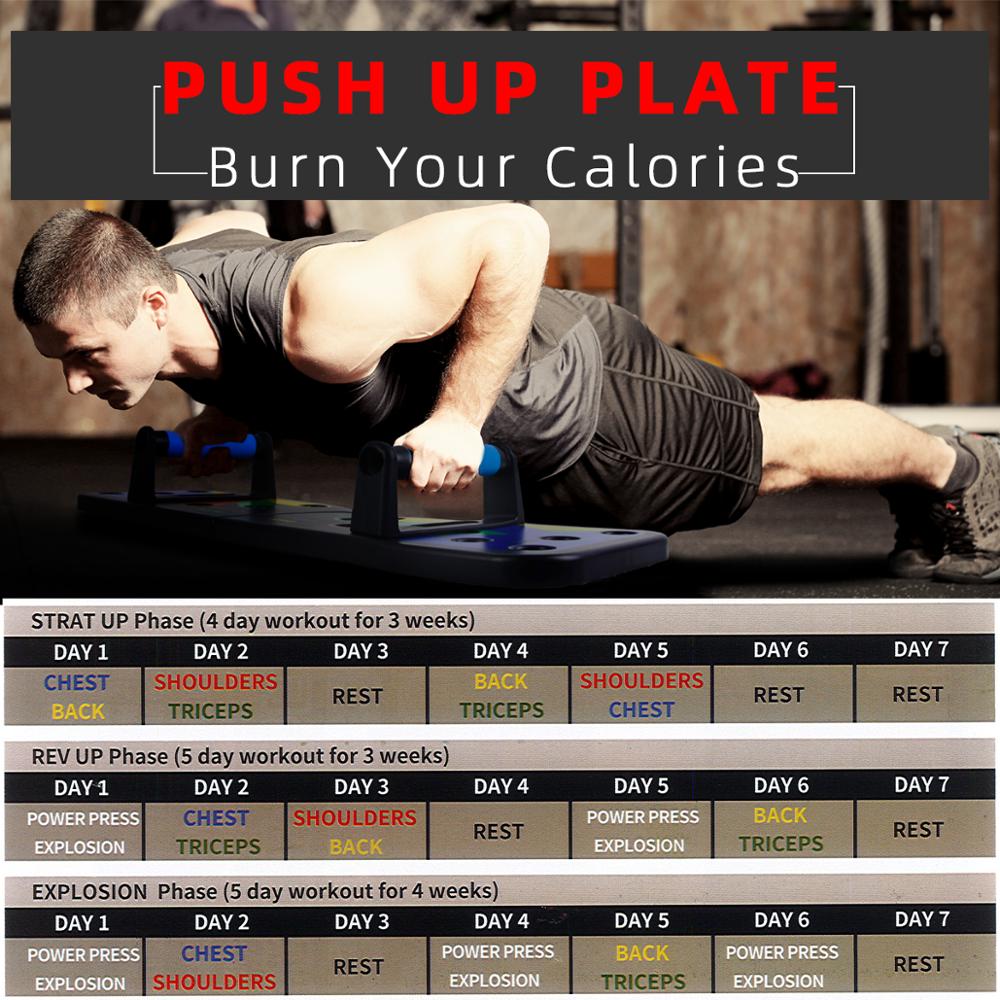 11 in 1 Push Up Board with Instruction Print Body Building Fitness Exercise Tools Men Women Push-up Stands For GYM Body Training