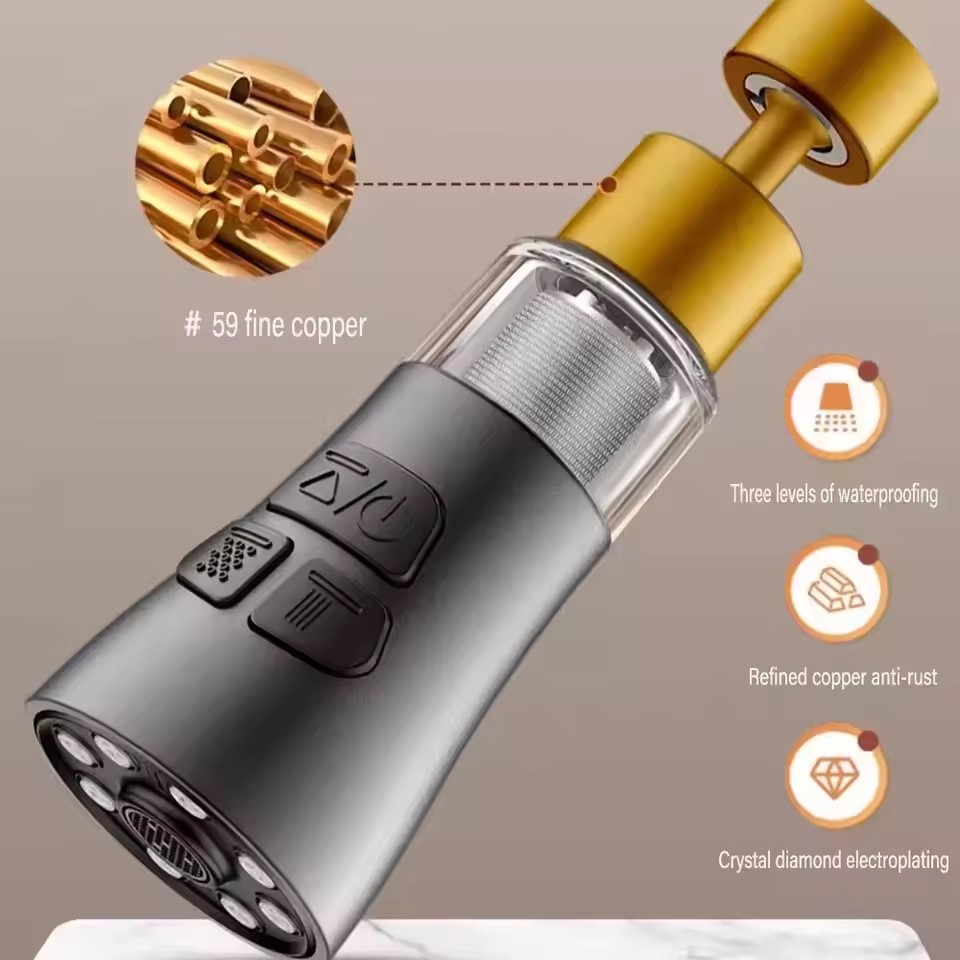 Extensor de grifo de cocina con función de filtro universal 360 ° Aireador giratorio, filtro contra salpicaduras, grifo de lavabo, boquilla de burbujeador, aireador