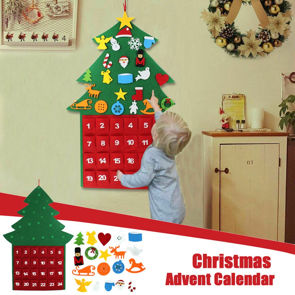 Décorations de noël grands feutres calendrier de l'avent de noël avec poches super: Default Title