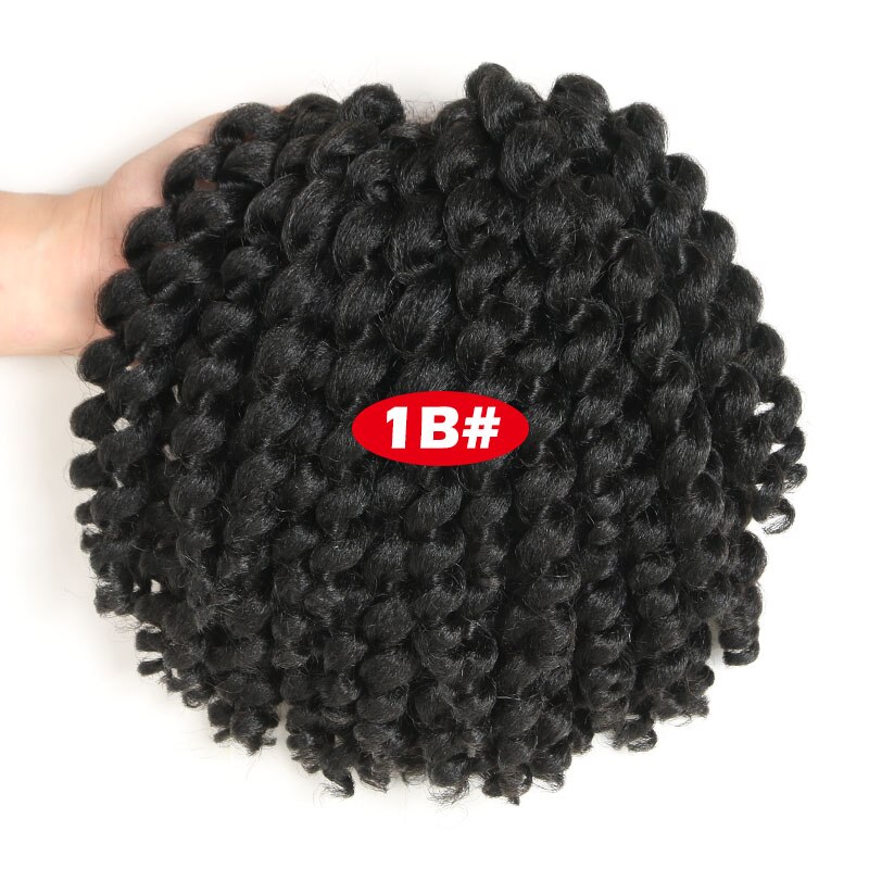 SAMBRAID Jamaican Bounce Crochet Hair Crochet Braids Curly Wand Crochet Hair Synthetic Braiding Hair Extensions 8 Inch For Women: #1B
