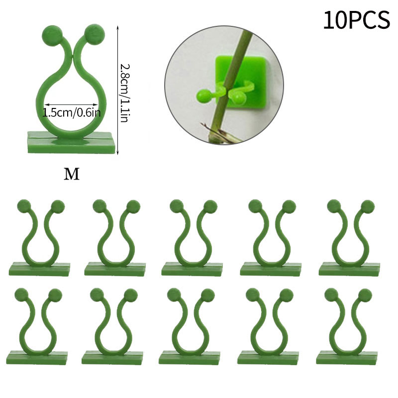 10/30/50 Stuks Plant Klimmen Muur Zelfklevende Haak Armatuur Clips Onzichtbare Rotan Klem Armatuur Muur kleverige Haak Plant Ondersteuning: Green-M-10pcs
