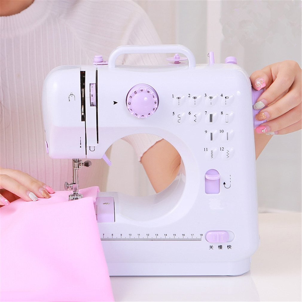 Mini 12 Stitches Sewing Machine Household Multifunction Double Thread And Speed Free-arm Electric Sewing Machine