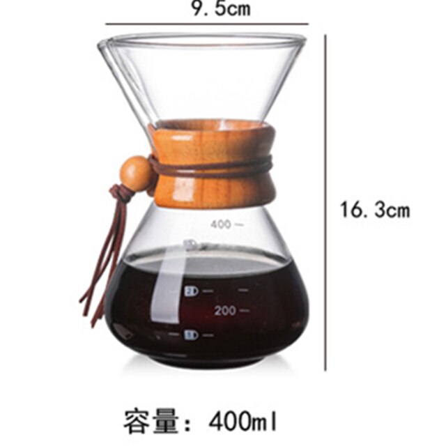 Koffie Pot Glazen Pot Voor Koffiezetapparaat Drip Koffie Pot Met Stalen Filter Espresso Drip Koffie Gereedschap Barista Koffie machine: 400ml