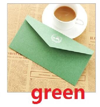 3 stks/partij/Set 11x22 cm Leuke Bussiness Enveloppen Voor Party Bedrijf Geen 5 Gekleurde Kraft dikke Opslag Enveloppen Off Wit: 3pcs green