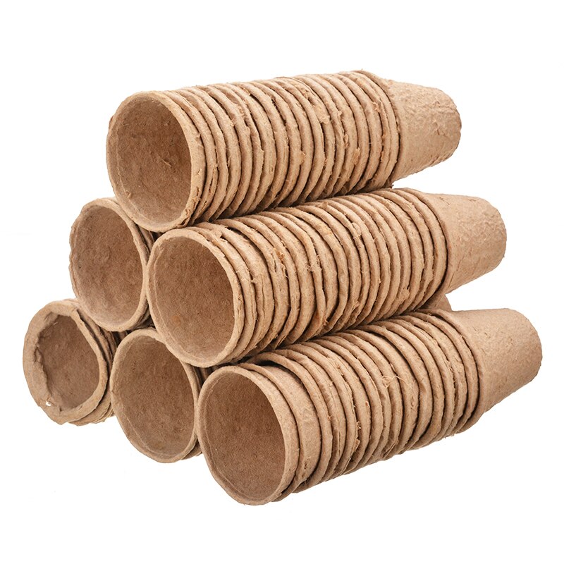 100pcs Biodegradable Nursery Pots Round Paper Peat Flower Vegetable Seedlings Nursery Cup Eco-Friendly Garden Supplies