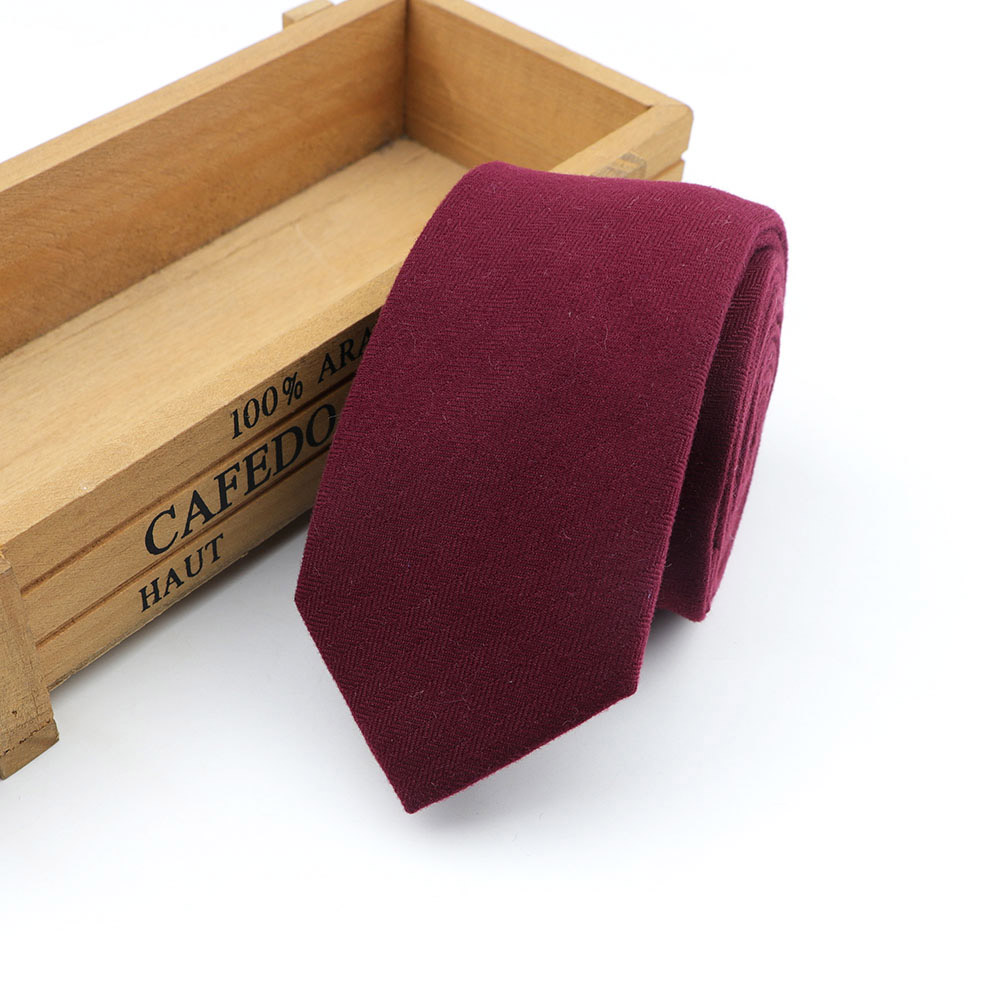 Cravate à carreaux en laine et coton pour homme, vêtement de loisirs, couleur foncée, couleur unie, idéal pour les affaires