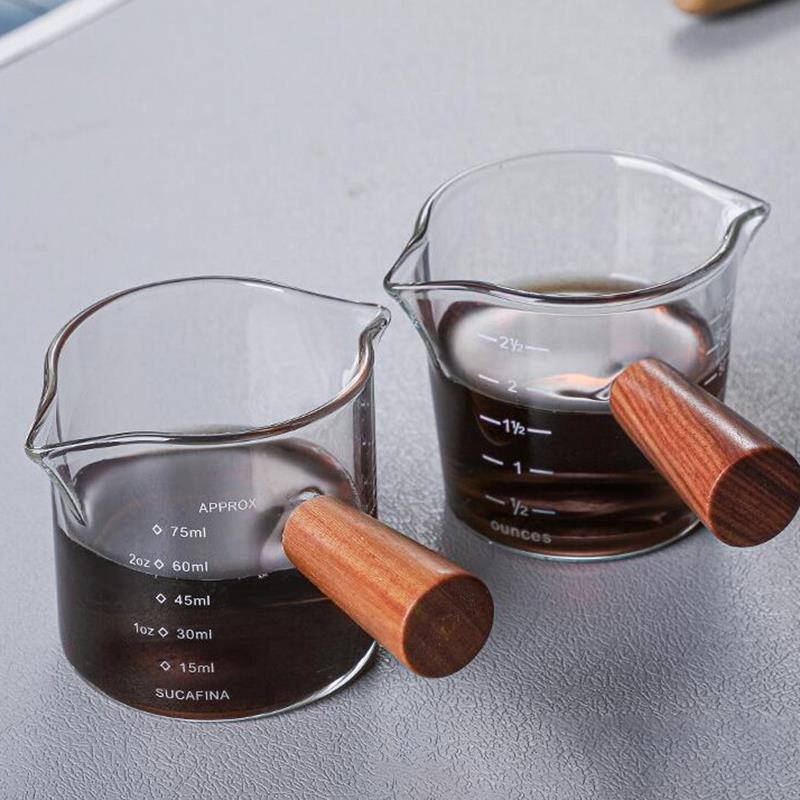 70Ml/75Ml Hittebestendige Glas Espresso Maatbeker Dubbele Mond Glas Melkkan
