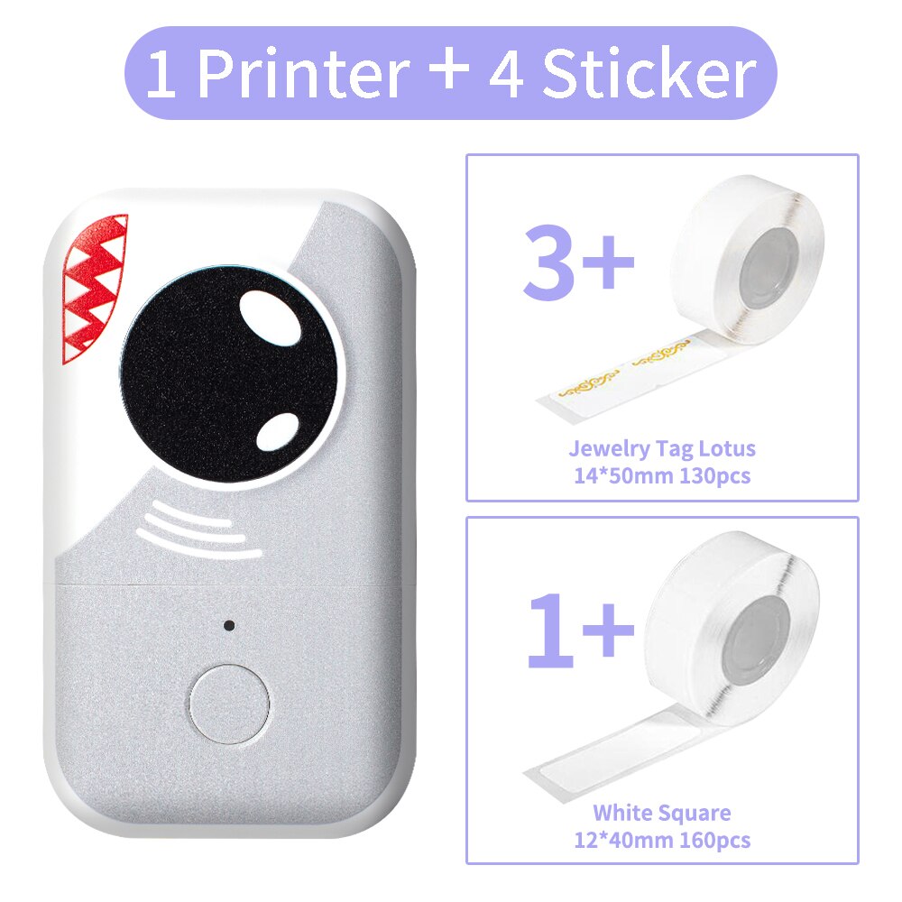 Phomemo Label Maker Sticky Note D30Pro Label Thermal Printer No Ink Home Business Helper Kitchen Sticker Machine: Shark-4 Jewelry Tag