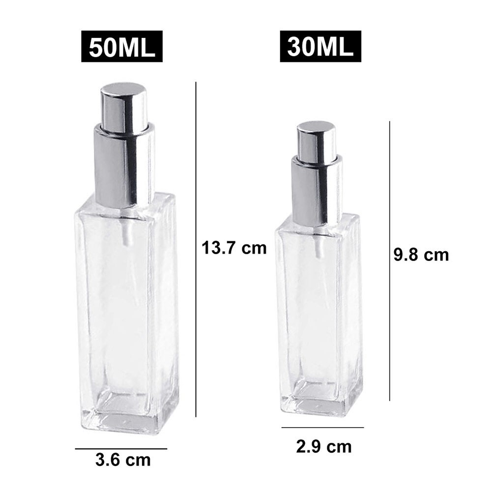 Atomizador de Perfume recargable de vidrio transparente portátil, botella de Spray vacía de recarga de vidrio, botellas de Perfume recargables, 30/50ml