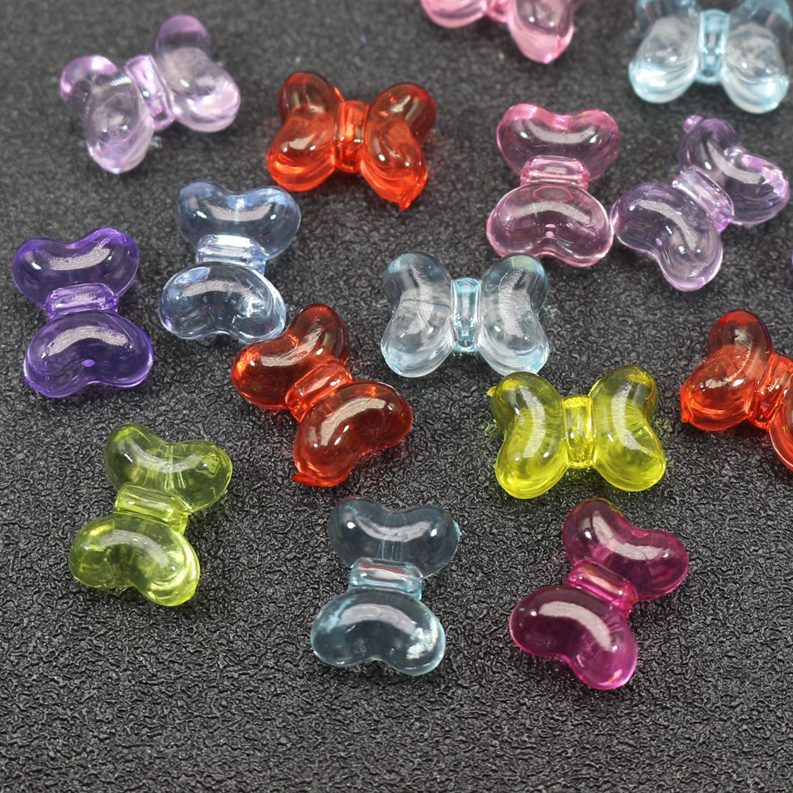 Craft Diy Gemengde Kleur Transparant Acryl Charm Kralen Diverse Vlinder Vorm: Roze