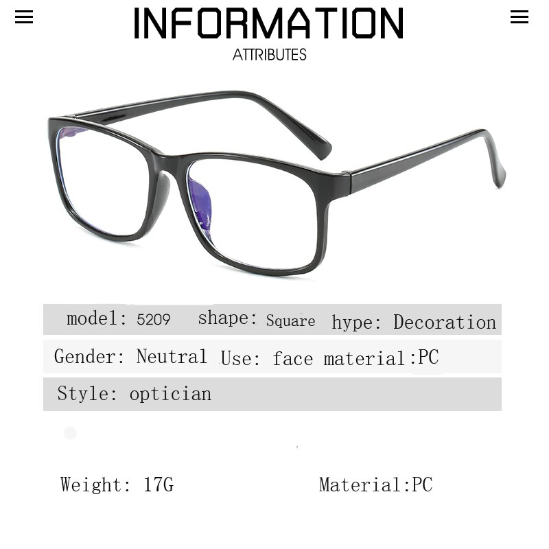 Anti blått ljus herr glasögon ram fyrkantig närsynthet ramar glasögon ramar damer genomskinliga optiska glasögon