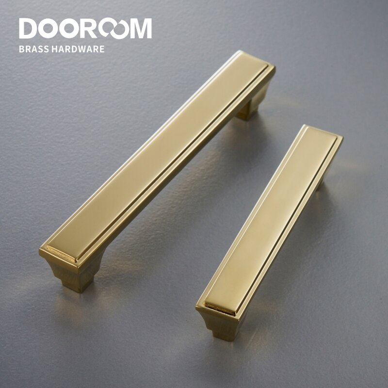 Dooroom messing møbelhåndtag moderne amerikansk skinnende guld pvd pulls garderobe kommode skab skab skuffe show box knopper