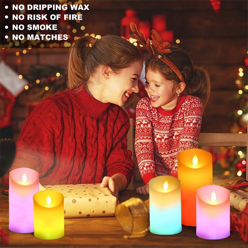Remote Control LED Candle Lights with Timer Flameless RGB Candle Night Light Tea Lights for Home Wedding Christmas Decoration