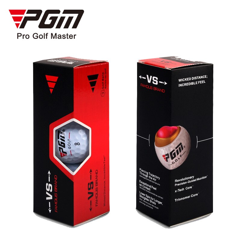 PGM Durable Golf Ball Three Layer Soft Durable Cover Ball Tournament Golf Balls With Box: 3PCS
