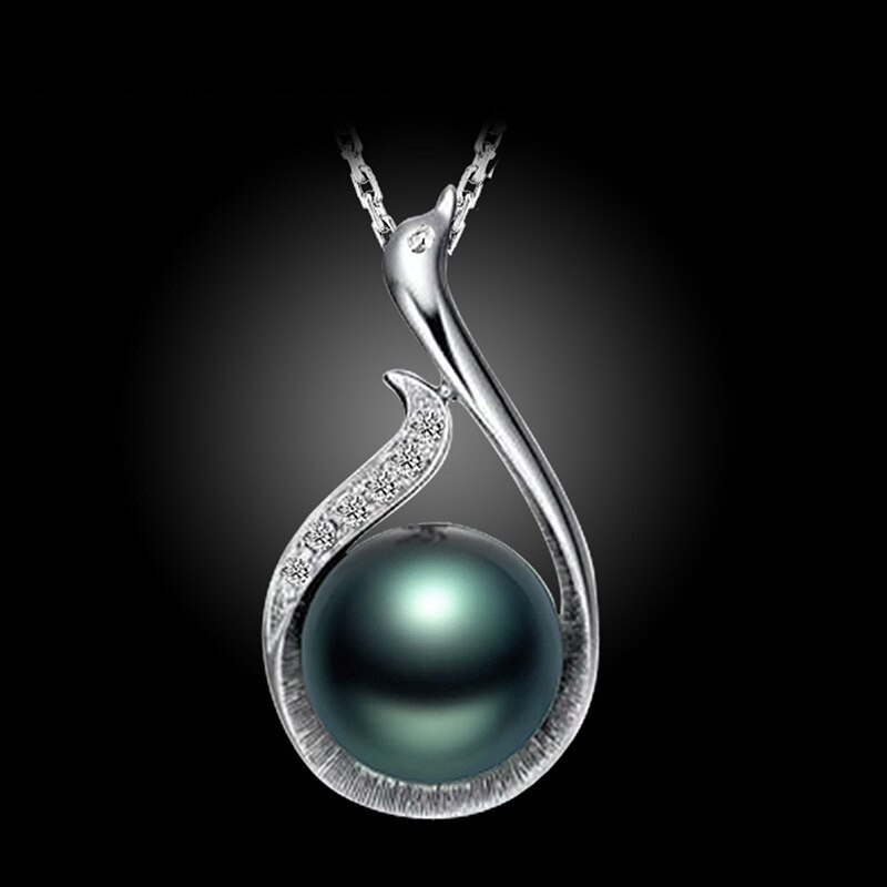 Bali Jelry moda kobiety naszyjnik z czarną perłą kamień cyrkonowy wisiorek biżuteria ze srebra próza pomocą 925 akcesoria robić ślubu