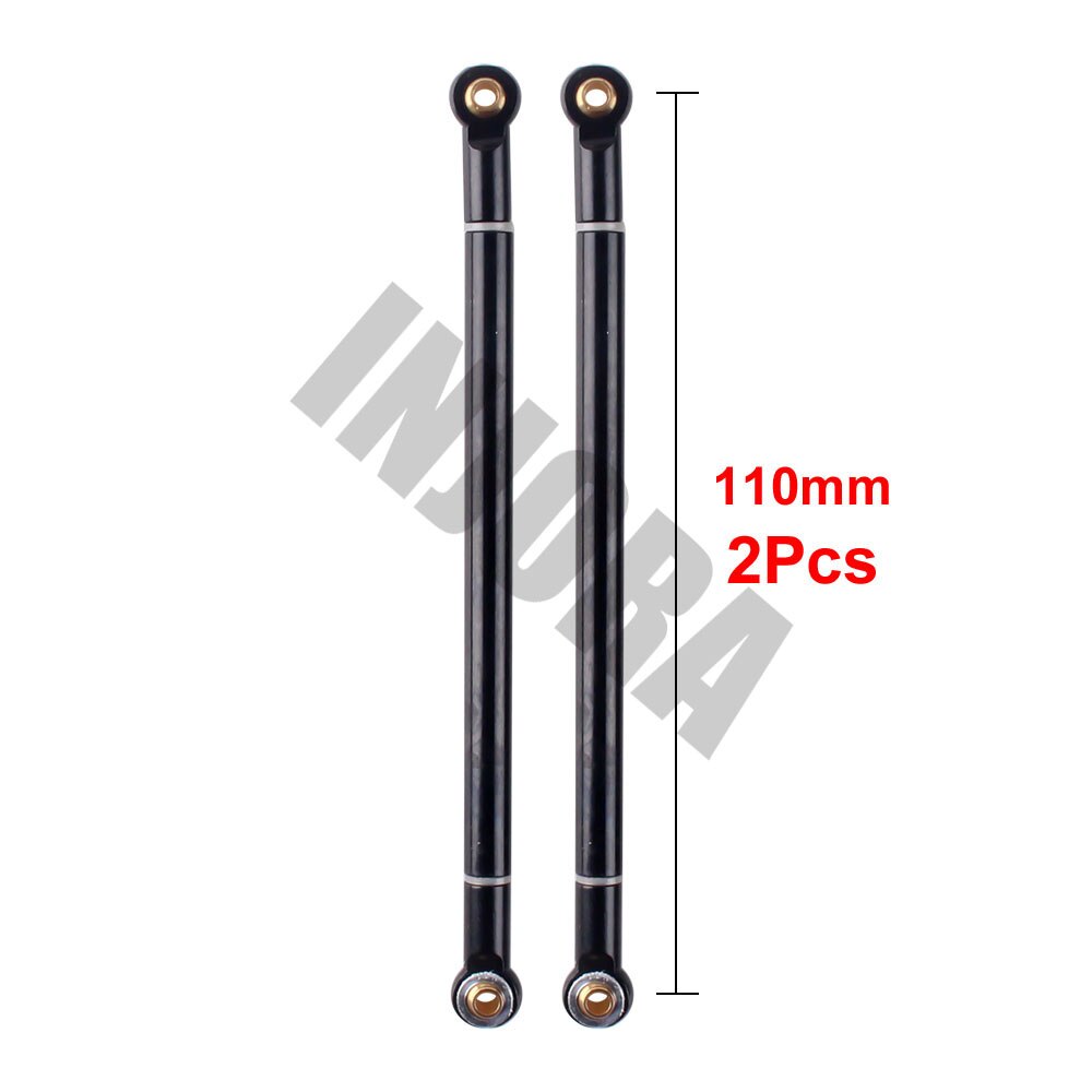 2PCS RC Car 70 80 90 100 110 120 130MM Red/Black Aluminum Alloy Link Rod for 1/10 RC Crawler Axial SCX10 D90 Upgrade Parts: 110MM Black