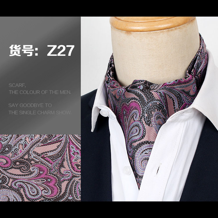 Hommes Vintage Polka Dot Wedding Formal Craings.com Ascot Scrunch Self Style, Gentleman Polyester, InjPaisley Neck, fraîchement: Corail Rouge