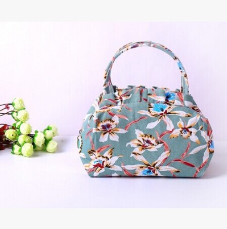 Lonchera de lona a la para mujer, bolsa con cierre Floral, portátil, para Picnic, trabajo escolar, bolsa de Almuerzo: 12