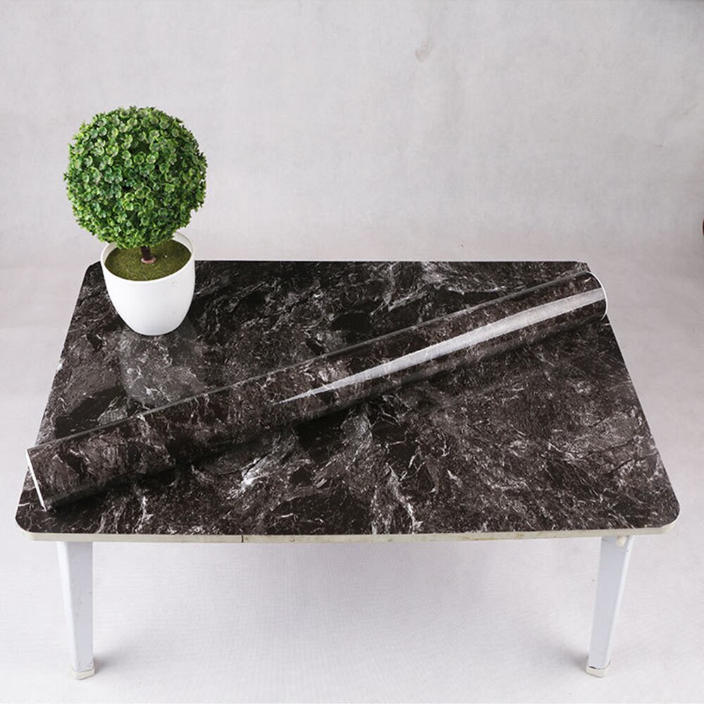 Glossy Black White Self Adhesive Marble Sticky Back Plastic Vinyl Film Kitchen: Gray