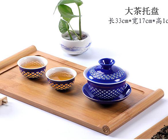 27*12.7*1cm simple eco friendly Bamboo tea tray wood crafts tea mat: 33x17x1cm