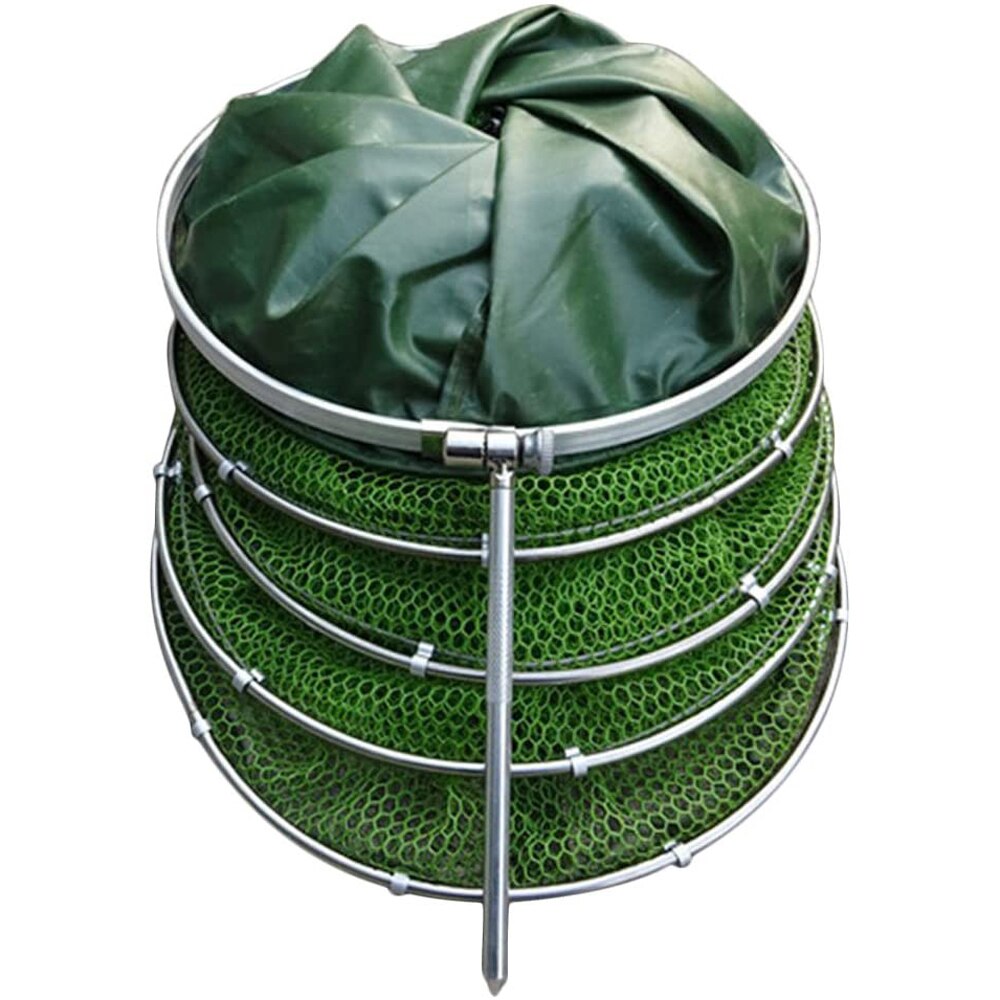 2m Glued Fish Net Real Aluminum Fish Trap Live Fishing Cage Basket Collapsible Carp Fishing Tool Small Mesh with Bag