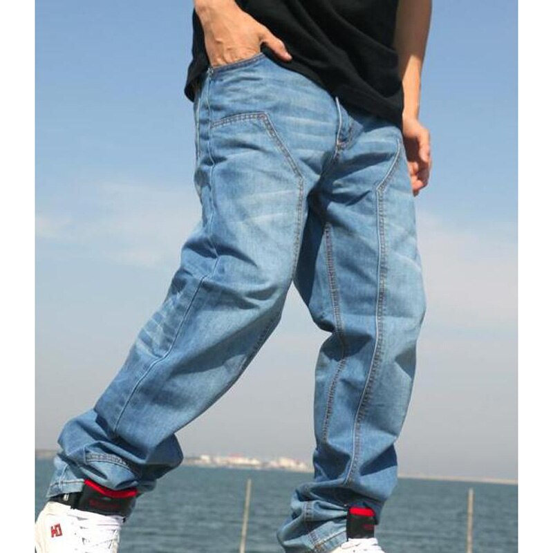 Plus størrelse jeans mænds hip-hop bukser skateboard mænd jeans hiphop bund langbukser 30-46 – Grandado