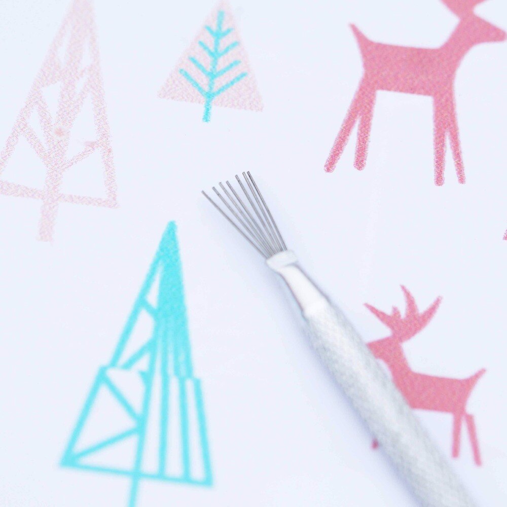 7 Pin Feather Wire Texture DIY Fondant Figure Sculpting Modeling Texture Brush Tools For Create Hair Details