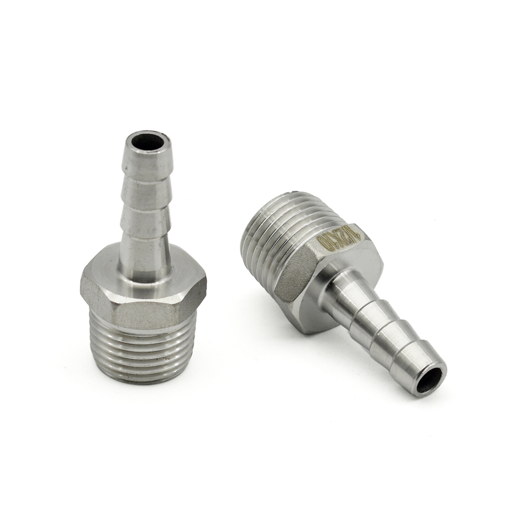 1/8 " 1/4 " 3/8 " 1/2 " 3/4 " rustfrit stål 304 bsp udvendig gevind x modhage slangestuds reduktion pagode samling koblingsforbindelse