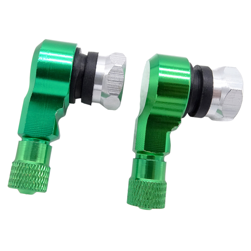 1 para uniwersalny 90 stopni 11.3mm zmodyfikowane motocyklowe nakładki na wentyl Moto ATV skuter opon zawór pnie akcesoria: zielony