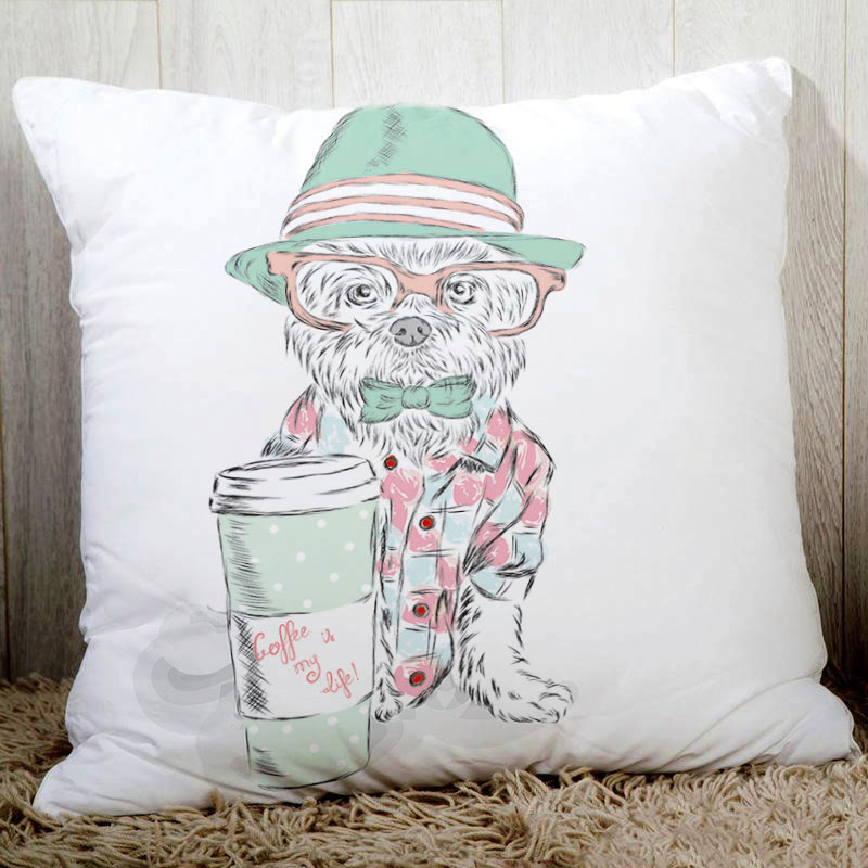 Härliga hundar hem dekorativ kudde 45 x 45cm polyester persika fiber sängkläder örngott söt fransk bulldog mops tryckt  n6: N6 56