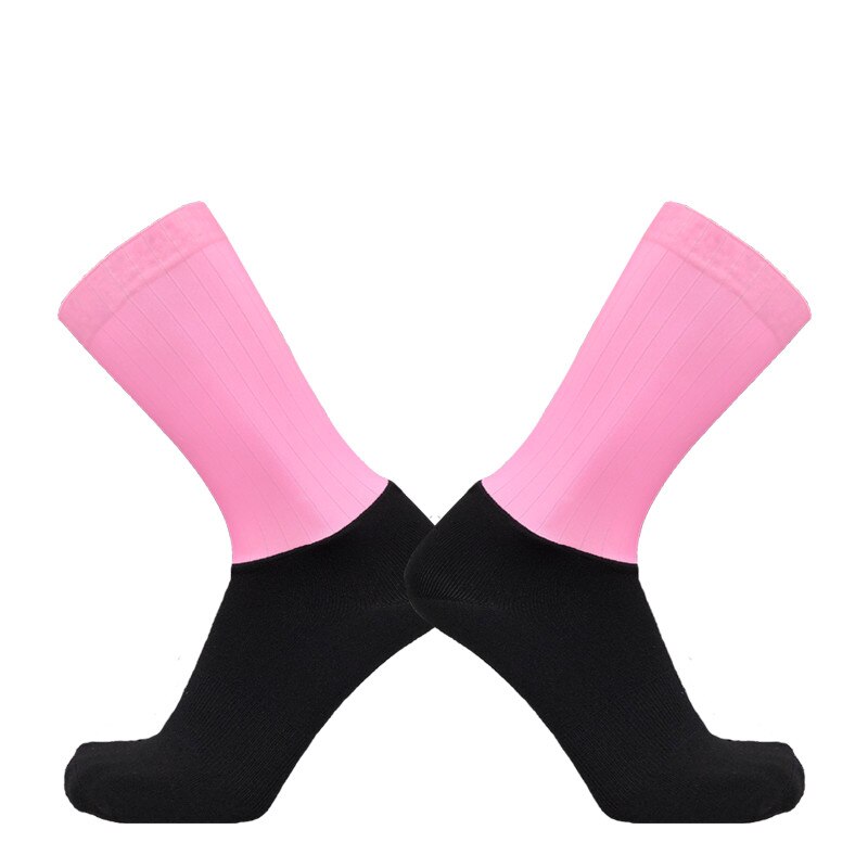 Neue Silikon Außen Fahrrad Socken Kompression Sport Socken Radfahren Socken Männer Frauen Straße Fahrrad Socken: Rosa Schwarz