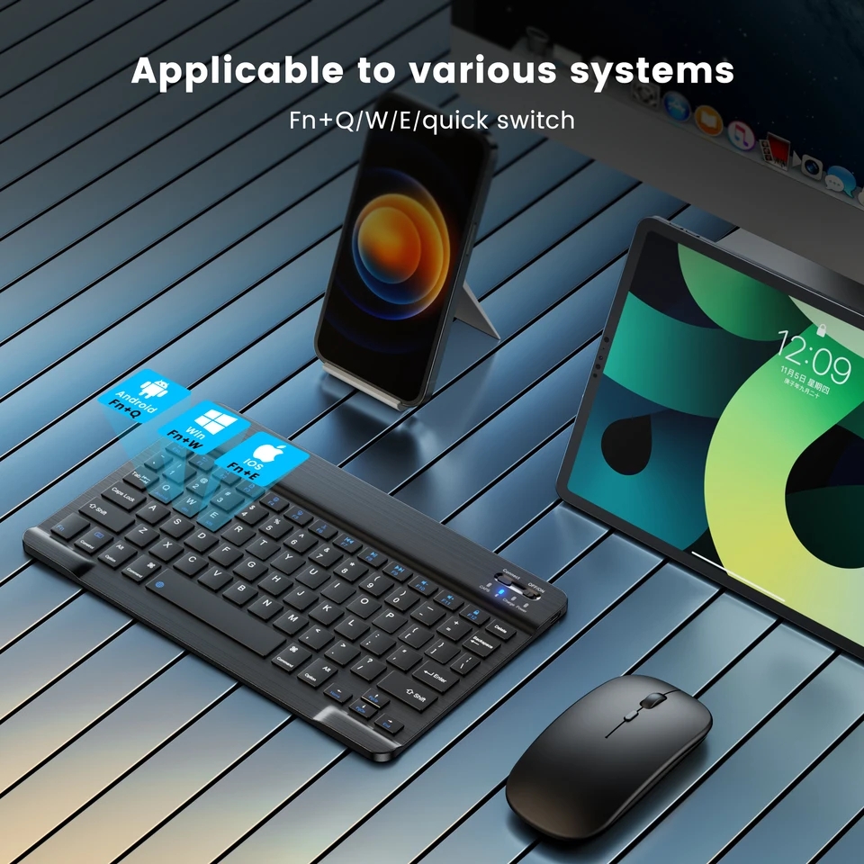 Xiaomi-teclado y ratón inalámbricos con Bluetooth, tableta magnética ultrafina de 10 pulgadas para IPad, Huawei, tabletas, teléfonos recargables