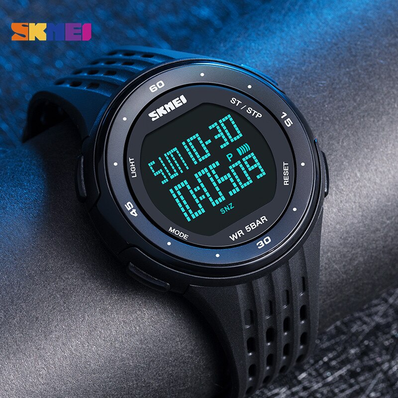 Skmei menn sport digitale klokker stor urskive ledet vise armbåndsur kronograf kalender bakgrunnsbelysning alarm relogio masculino 1219