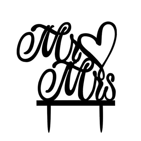 Romantische Wedding Cake Topper Mr Mrs Acryl Zwart Toppers Bruid Bruidegom Voor Verjaardag Bruiloft Decoratie Feestartikelen: M
