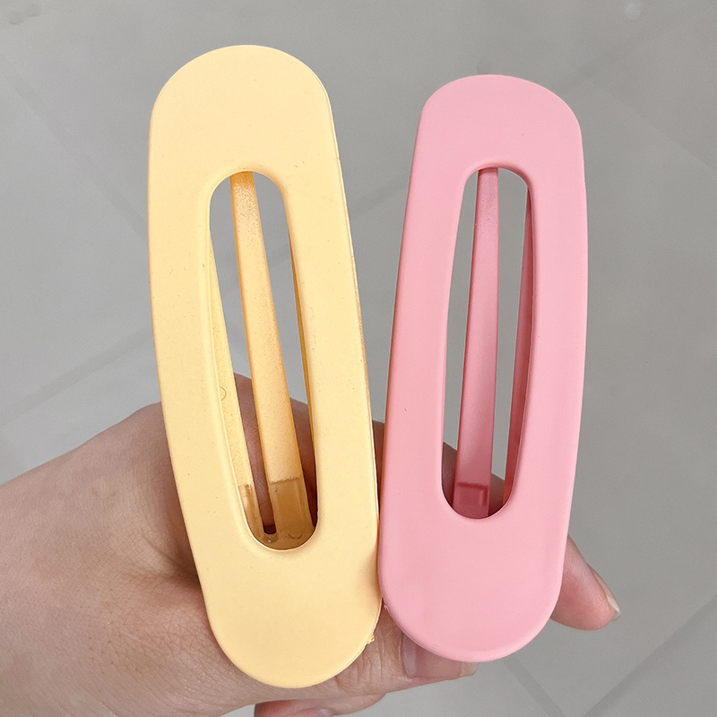 2 pçs coreano fosco para mulheres grandes grampos de cabelo fosco grande clipe franja presilhas meninas acessórios para o cabelo: Caqui