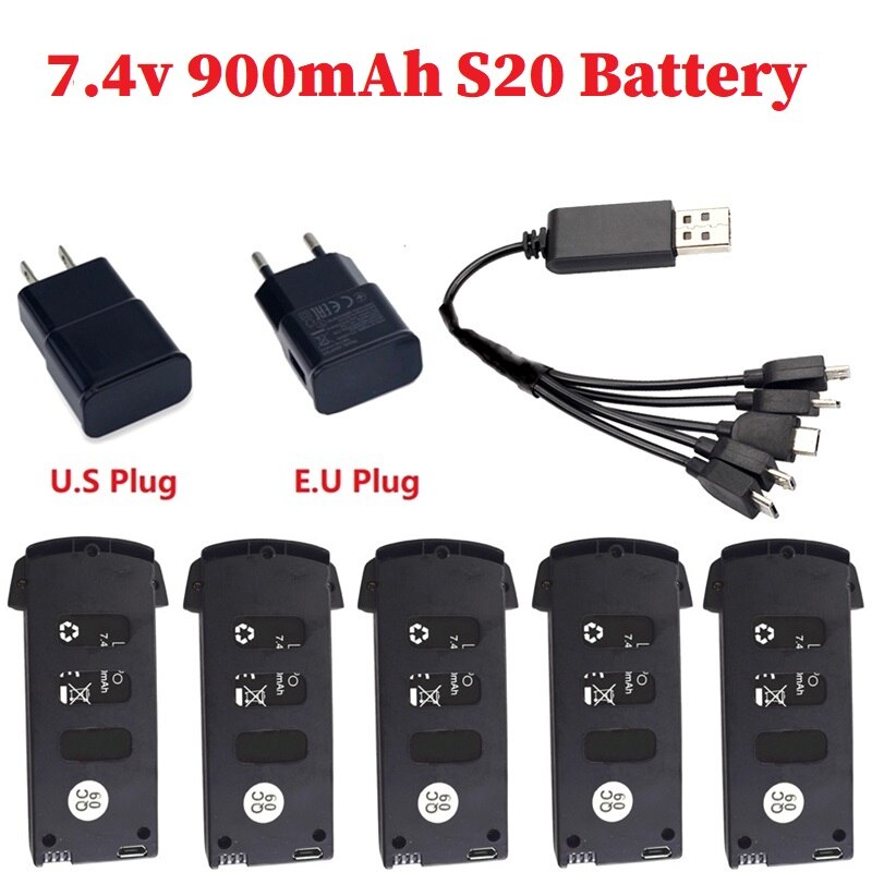 7.4V 900mAh Lipo Battery For S20/H78G Drone RC Quadcopter Spare Parts for S20/H78G 7.4v Rechargeable Battery With USB Charger