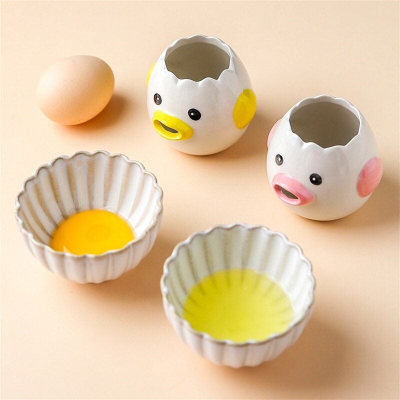 Ceramic Egg Separator for Baking Cartoon Chick Egg Divider White Egg Yolk Separator Egg Separator Tool Egg Holder