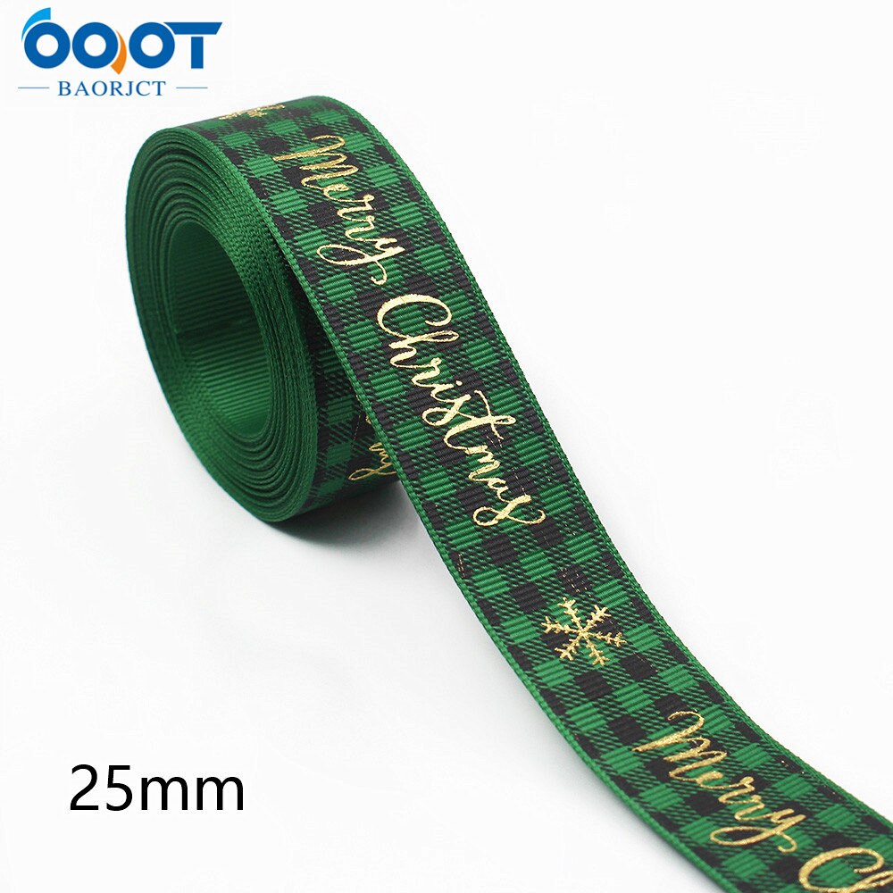 Kerst Lint 10 Yards Gedrukt Grosgrain Organza Satijnen Linten Metallic Glitter Stof Linten 20702: 15