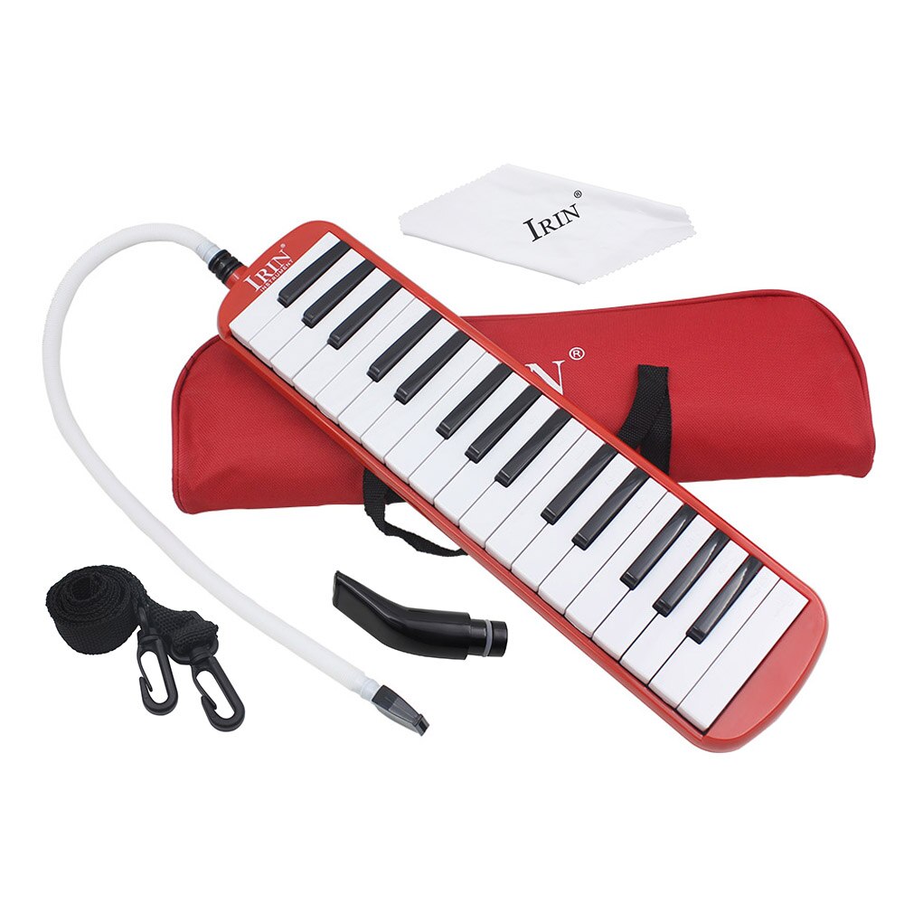 Holdbare 32 klavertangenter melodica med bæretaske musikinstrument til musikelskere begyndere udsøgt håndværk: Rød