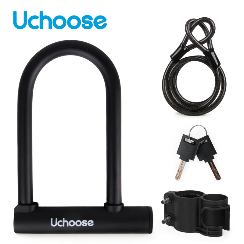 Candado antirrobo para bicicleta y moto en forma de U, accesorios prácticos para montar, candado de seguridad reforzado con llave, candado antirrobo: YELLOW
