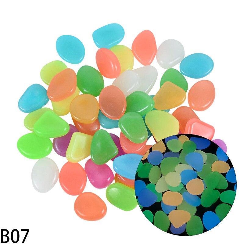 25/50Pcs ornamenti da giardino pietre luminose ciottoli fluorescenti Glow In The Dark Rocks per acquario esterno Home Fish Tank Decor: 50Pcs / B07