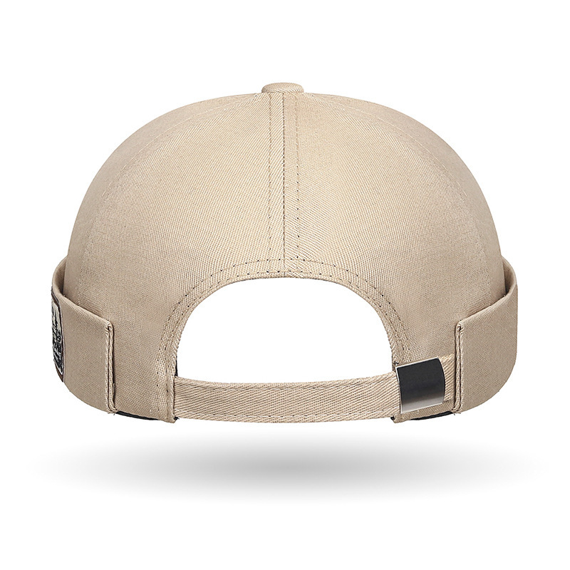 Brättelös hatt dockerkeps retro bomullshatt utan brätte justerbar rullad manschett brättelösa hattar för män