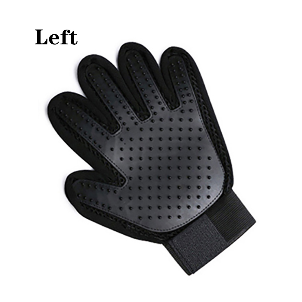 Gants de toilettage pour chiens et chats, brosses en Silicone, pour le bain, plusieurs couleurs: Black Left