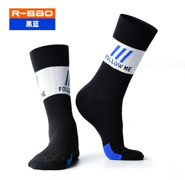 Calcetines deportivos de nailon para hombre, medias de ciclismo para exteriores, senderismo, Maratón, R-BAO/RB7809, 3 par/lote: Black with blue