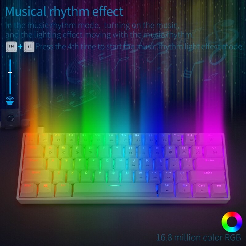 Teclado mecánico portátil SK61, interruptores ópticos Gateron, retroiluminado, intercambio en , 60%