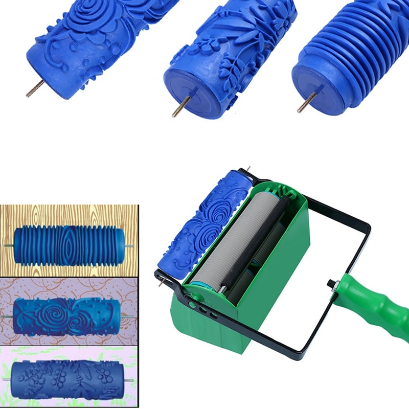 Rouleau de peinture 3D décoratif mural en caoutchouc | Rouleau à motifs, outils de décoration murale sans poignée de 7 pouces
