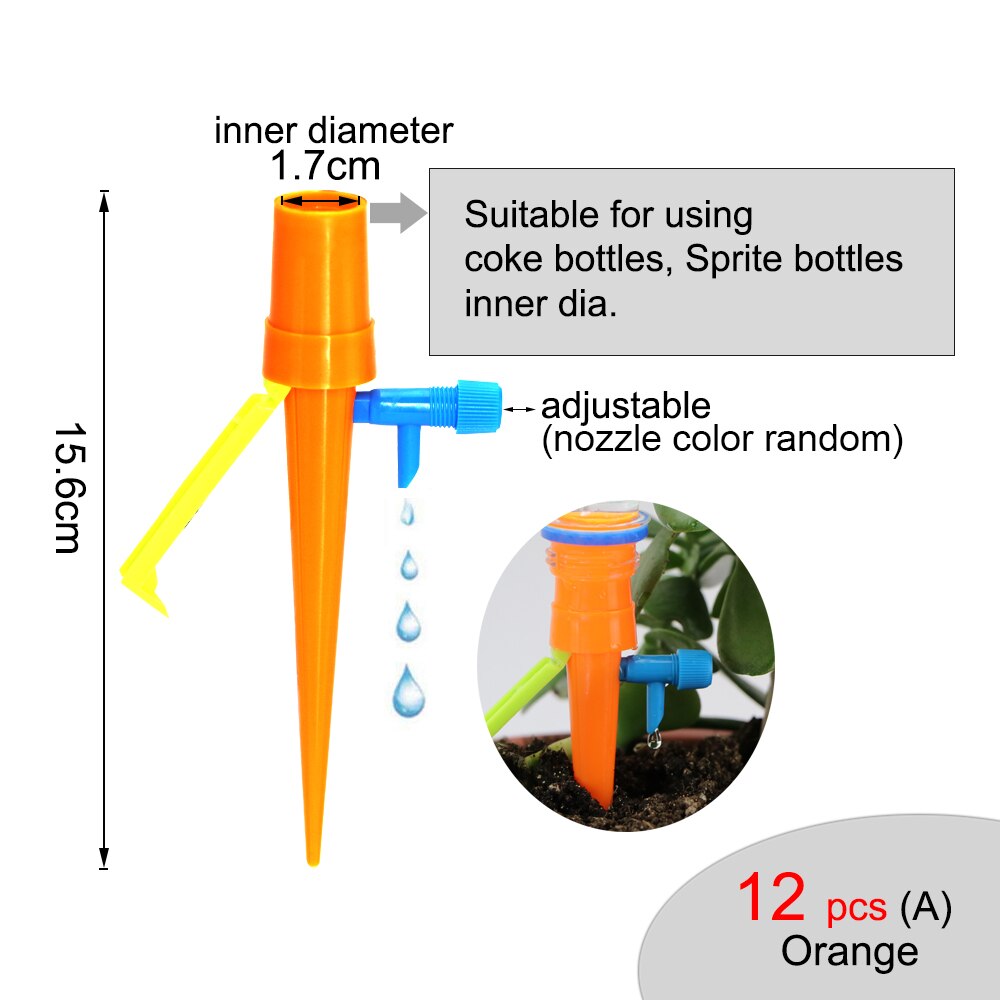 12PCS Automatic Plant Self Watering Spikes System with Slow Release Control Devices With Anti-tilt Anti-down Bracket Suitable: 12PCS Orange